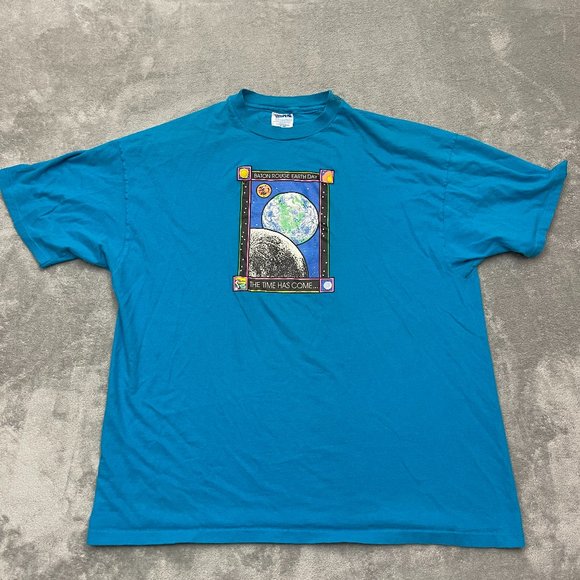 Hanes Tops Baton Rouge Earth Day Tshirt Adult Size 2xl Blue Short